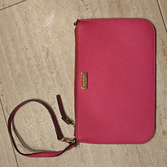 kate spade Handbags - Kate Spade Hot Pink 100% Cow Leather Zipper Clutch